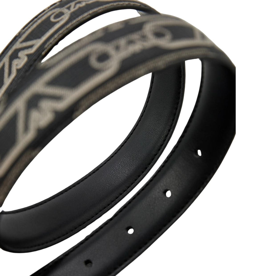 Emporio Armani All-Over Eagle Chain Logo Buckle Black Belt