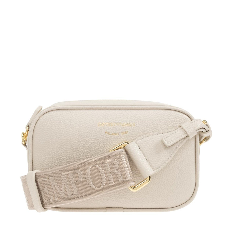 Emporio Armani Printed Logo Ecru Camera Bag