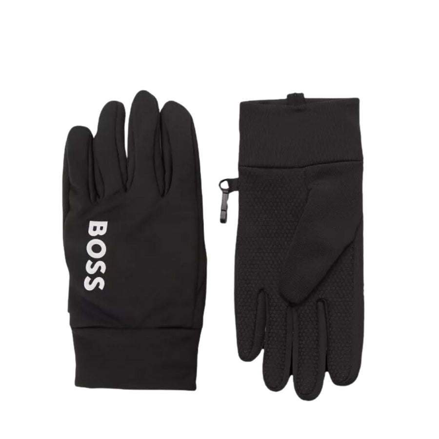 BOSS Printed Logo Black Gloves