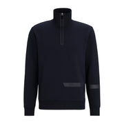 BOSS Dark Blue Logo Stripe Zip-Neck Sweatshirt