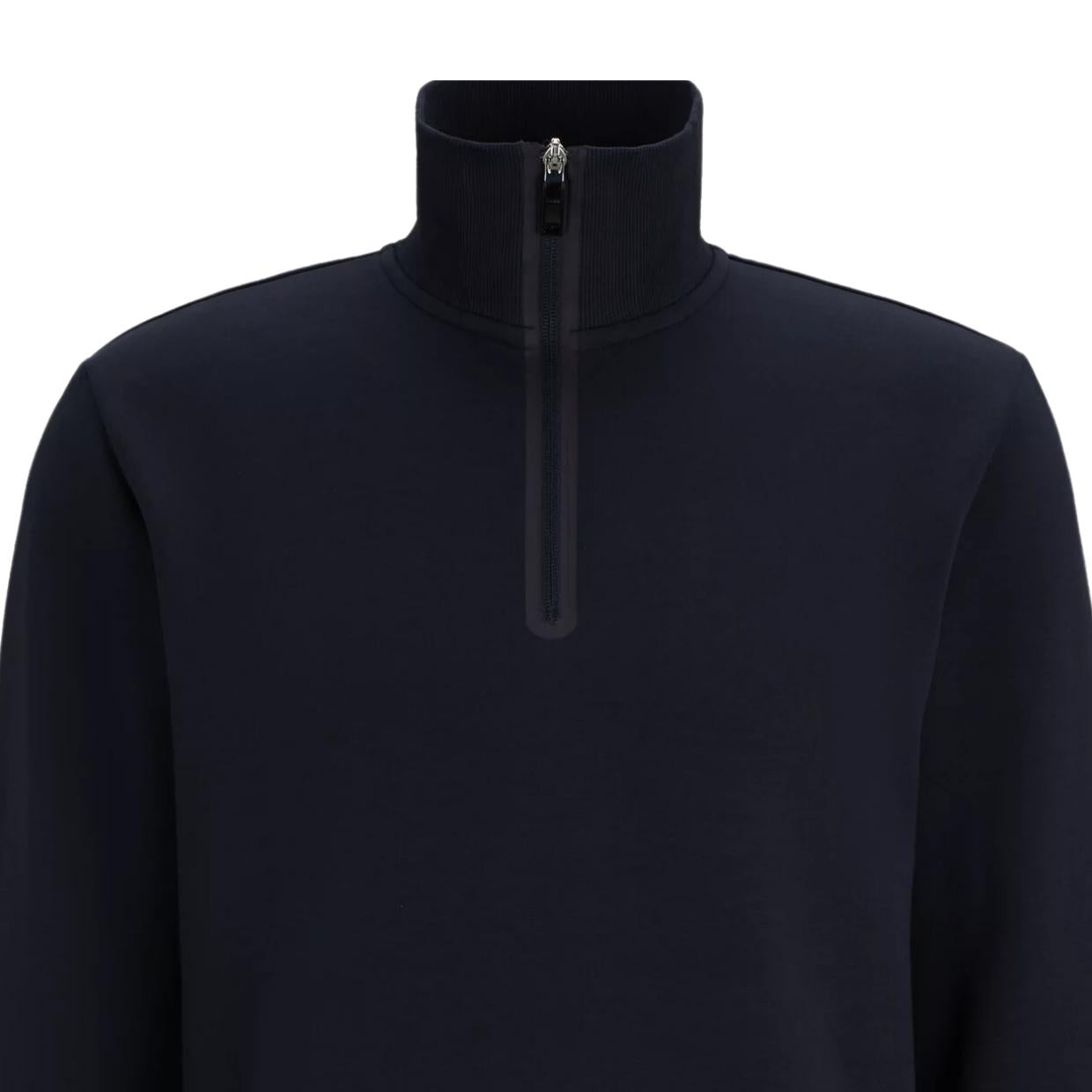 BOSS Dark Blue Logo Stripe Zip-Neck Sweatshirt