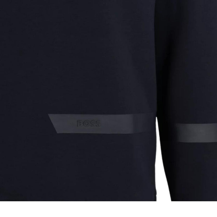 BOSS Dark Blue Logo Stripe Zip-Neck Sweatshirt