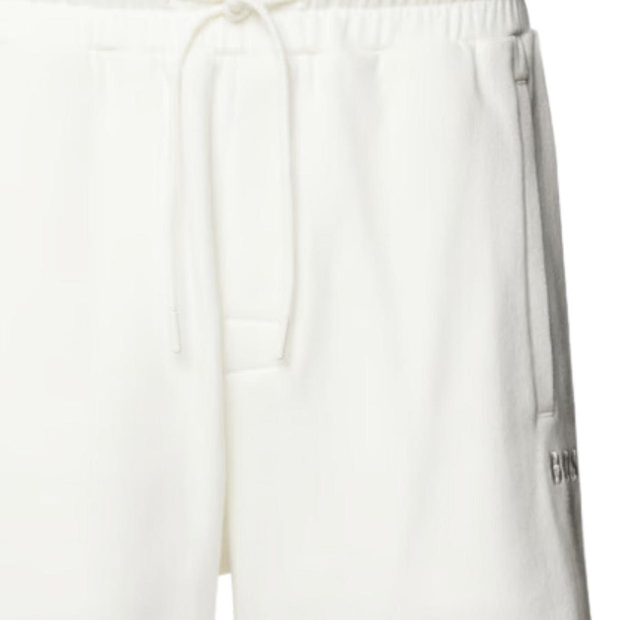 BOSS Embroidered Logo White Sweat Shorts