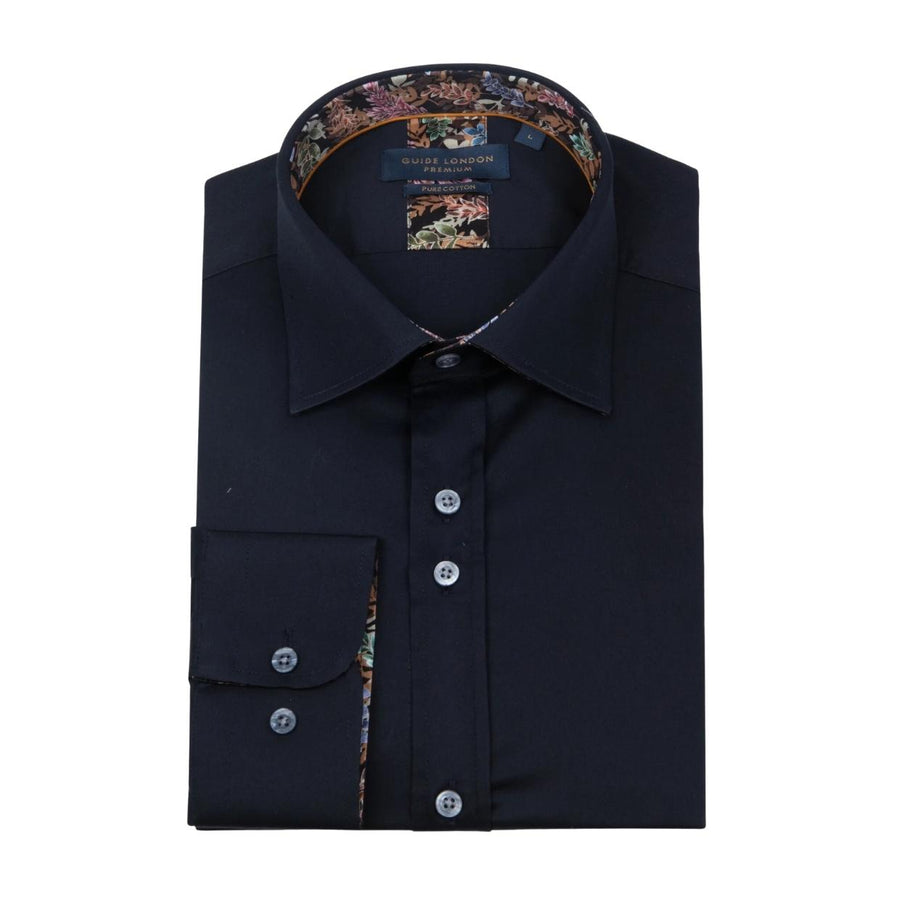Guide London Panelled Collar Navy Shirt