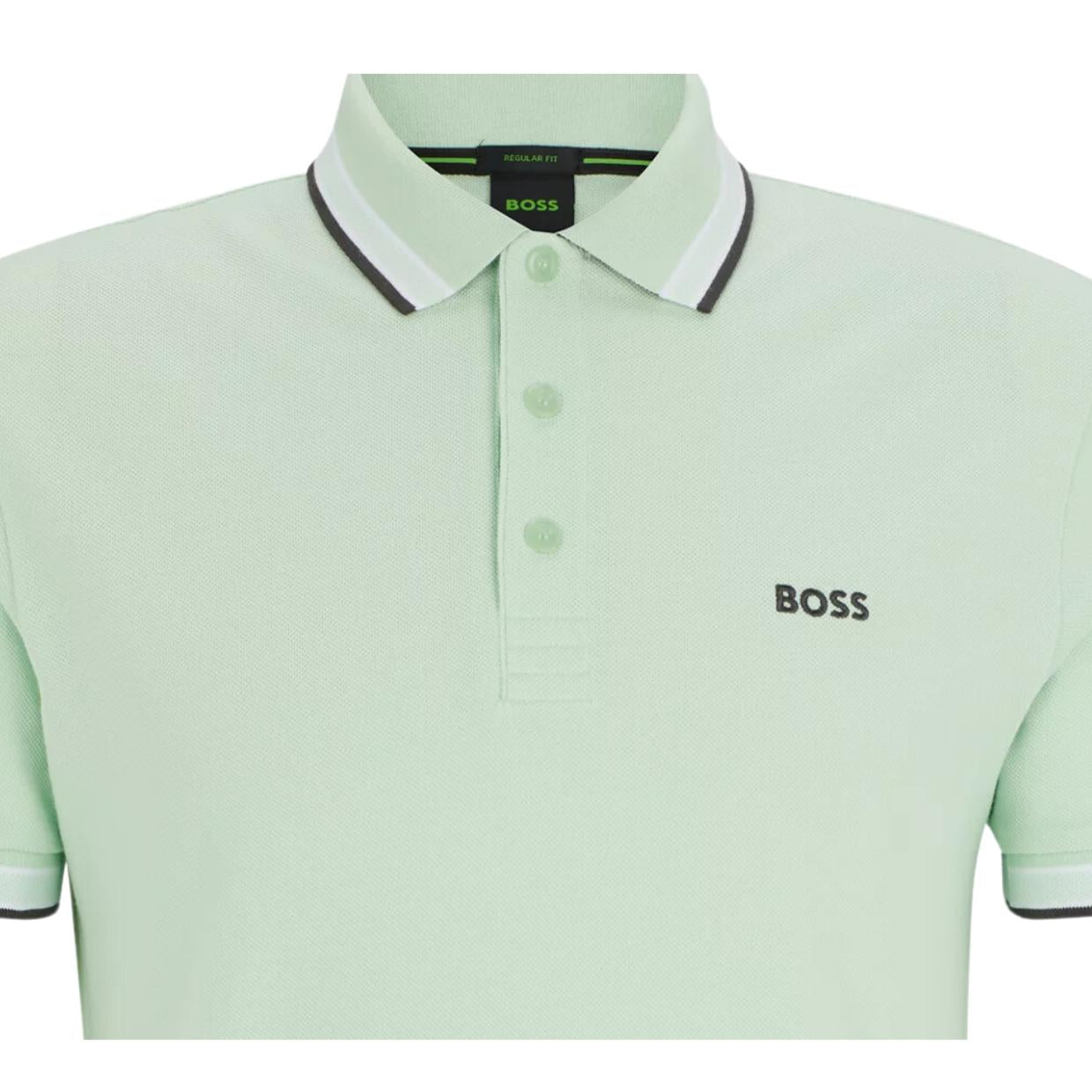 BOSS Paddy Contrast Logo Light Green Polo Shirt