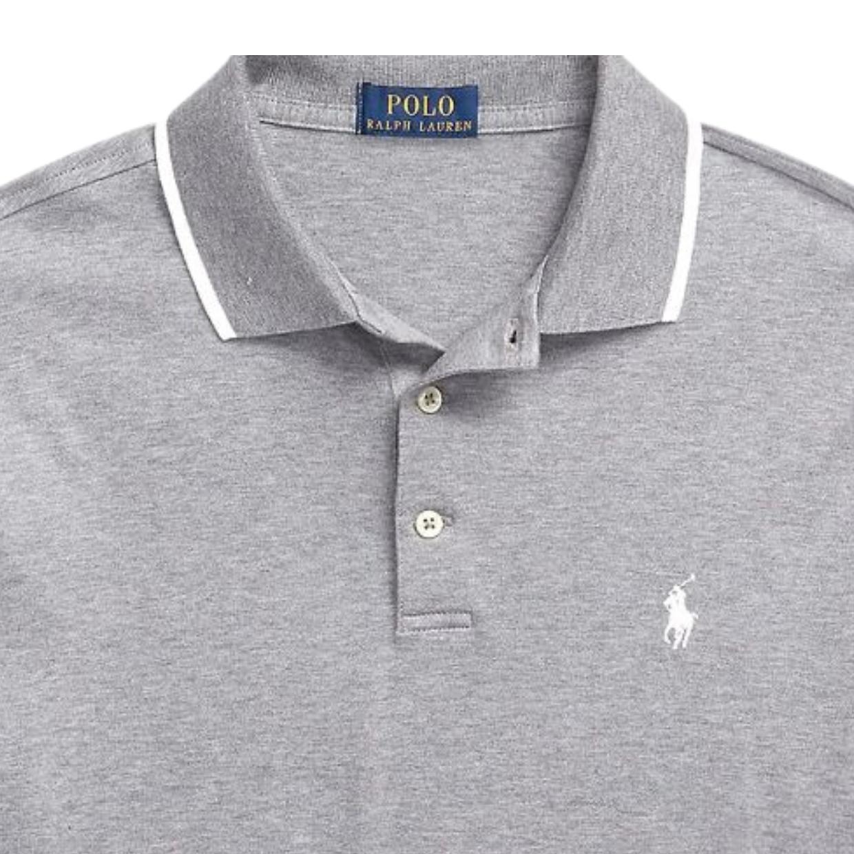 Ralph Lauren Embroidered Logo Long Sleeve Grey Polo Shirt