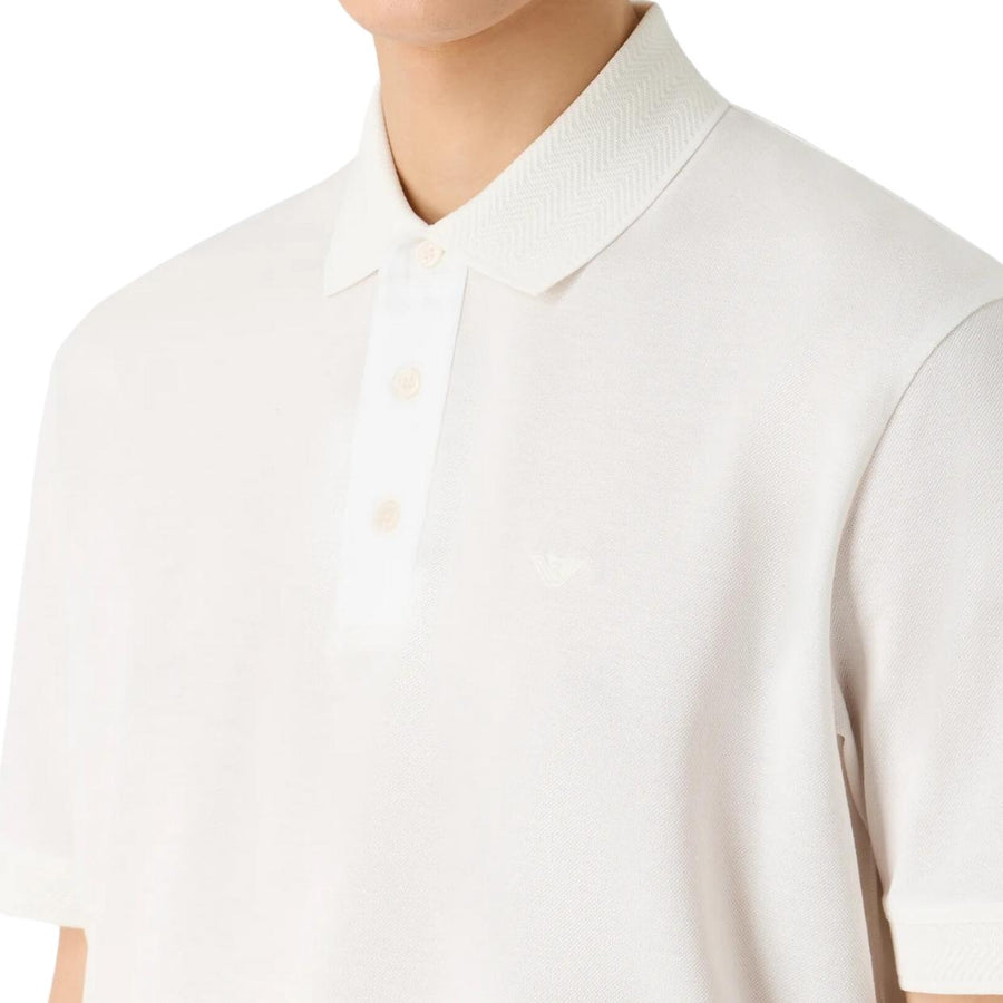 Emporio Armani Lyocell-Blend Jersey White Polo Shirt