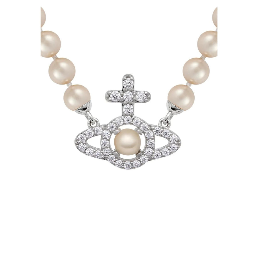 Vivienne Westwood Olympia Pearl Platinum White Creamrose Necklace