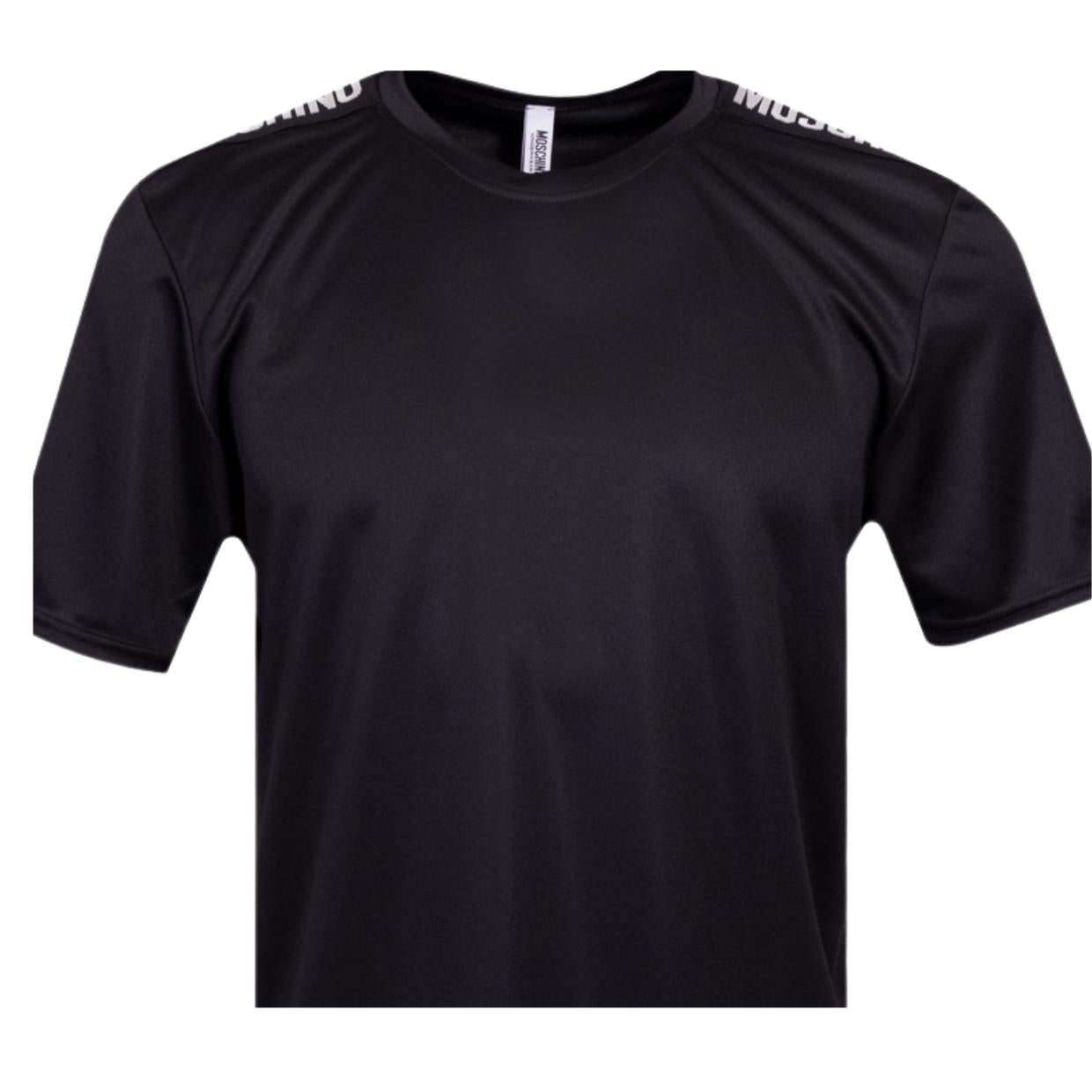 Moschino Underwear Rubberised Tape Logo Black T-Shirt
