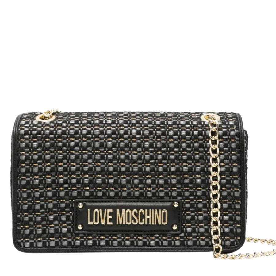 Love Moschino Raffia Jacquard Black Shoulder Bag