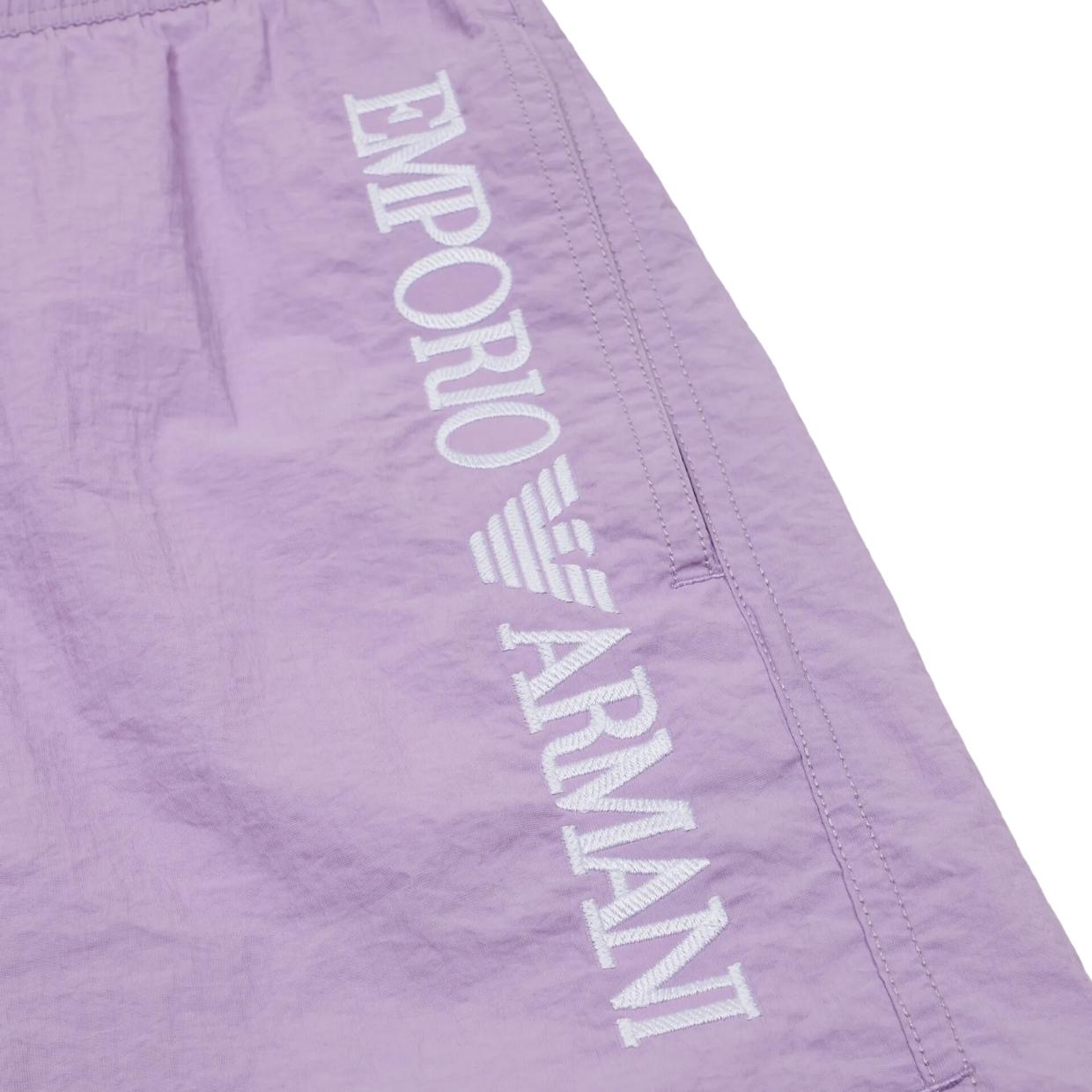 Emporio Armani Bodywear Embroidered Logo Purple Swim Shorts