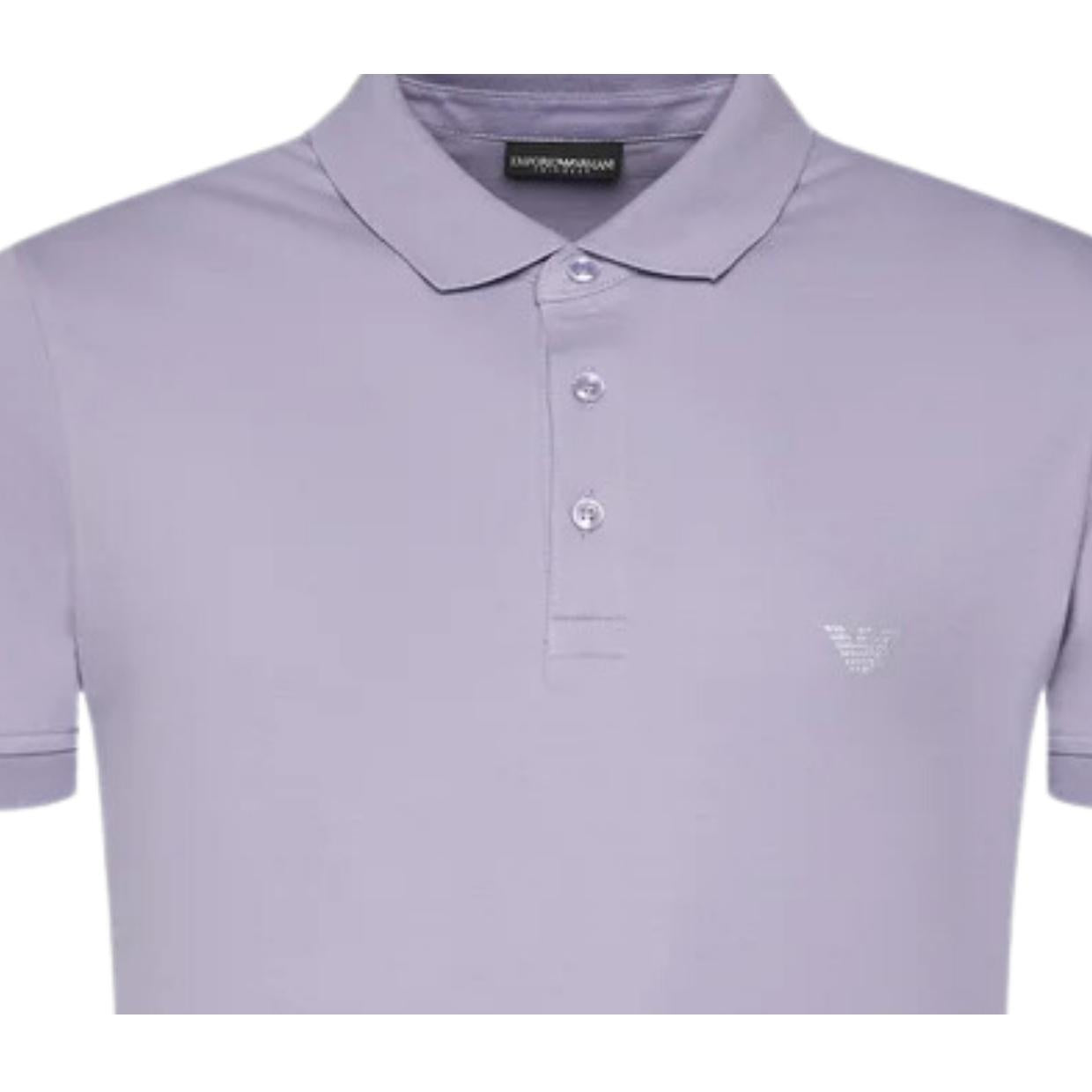 Emporio Armani Bodywear Embroidered Logo Purple Polo Shirts