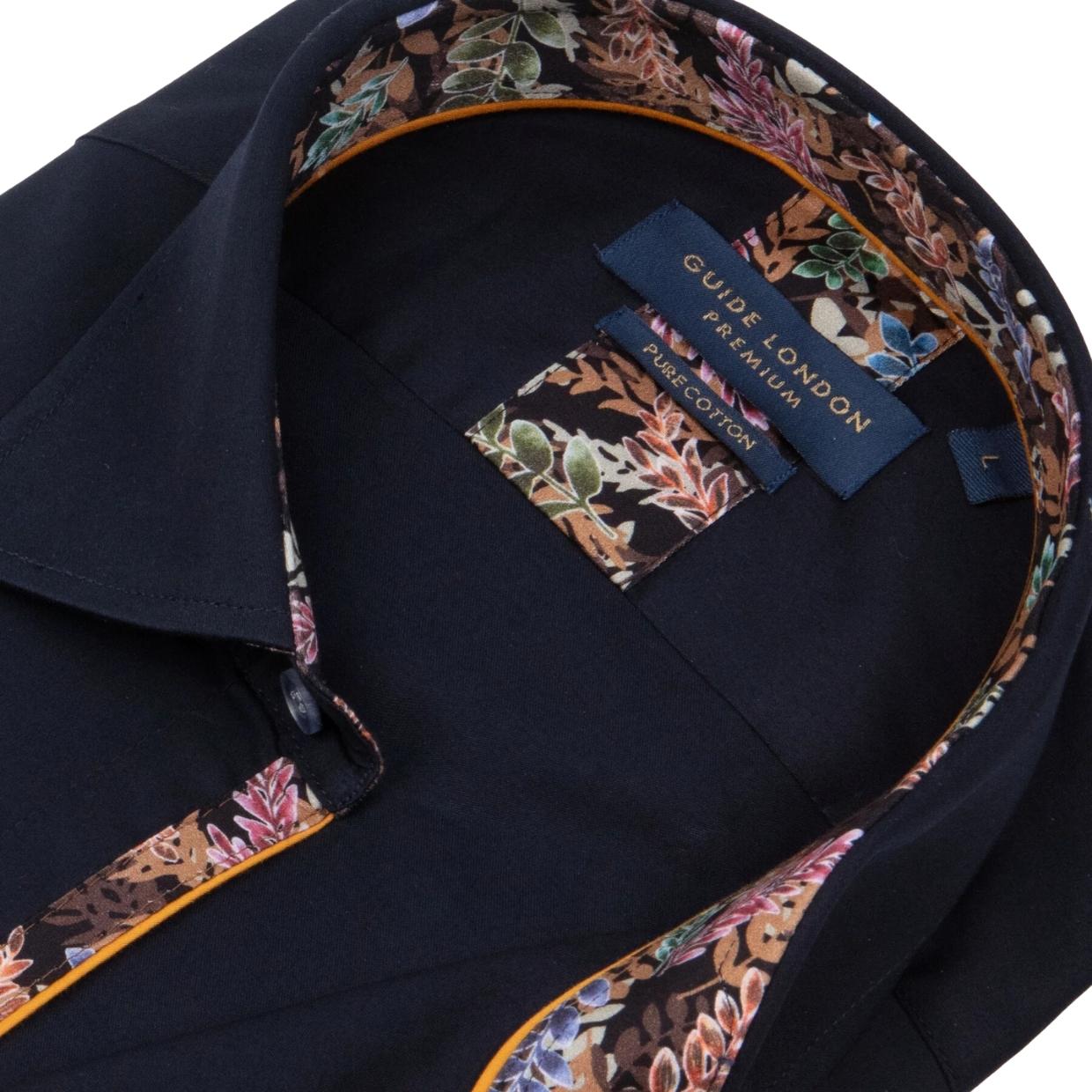 Guide London Panelled Collar Navy Shirt