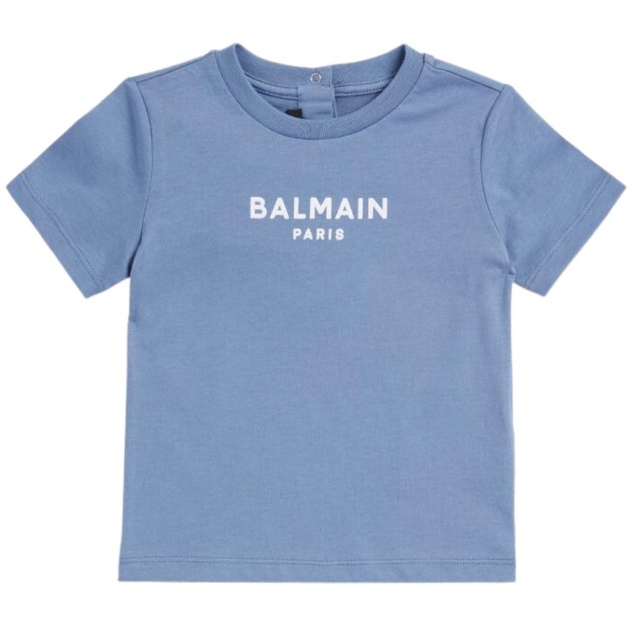 Balmain Baby Embossed Logo Blue T-Shirt