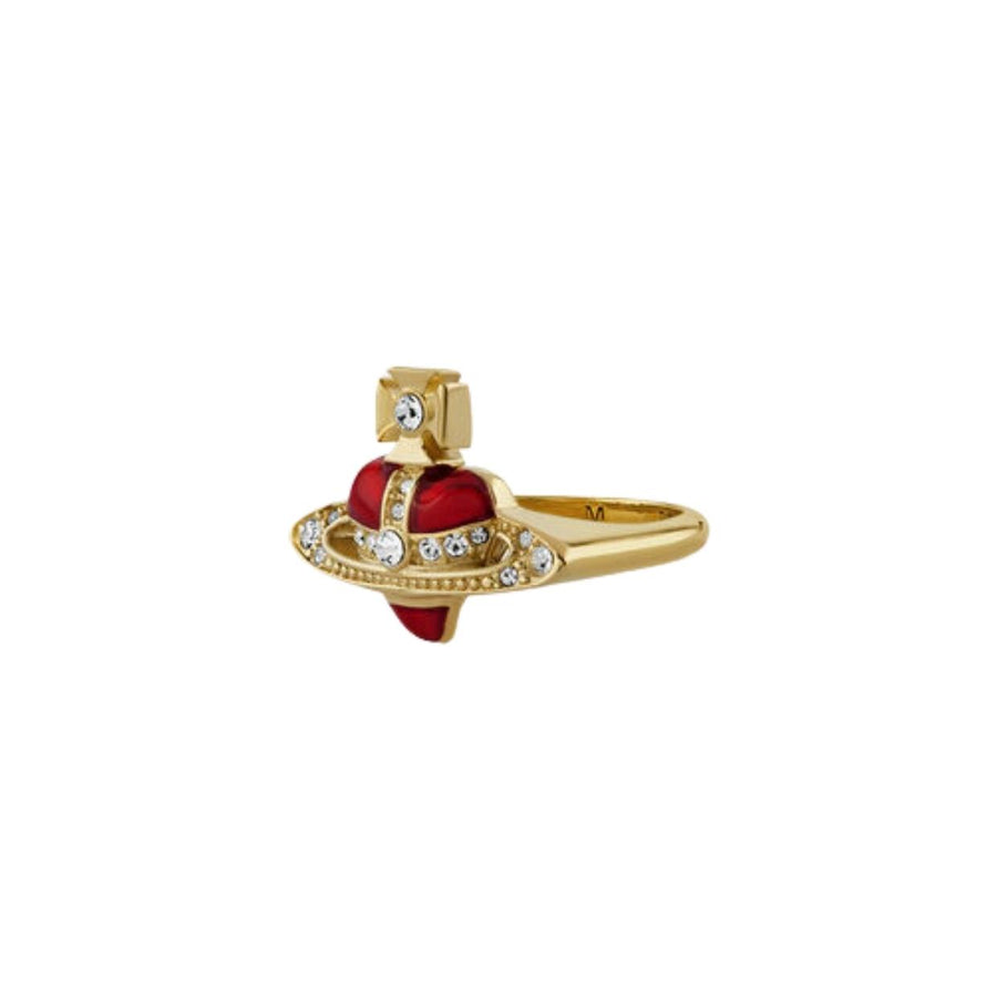 Vivienne Westwood Gold Crystal Indian Pink New Diamante Heart Ring