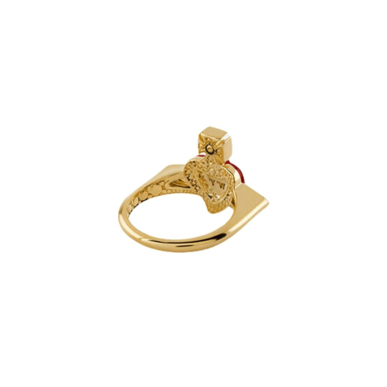 Vivienne Westwood Gold Crystal Indian Pink New Diamante Heart Ring