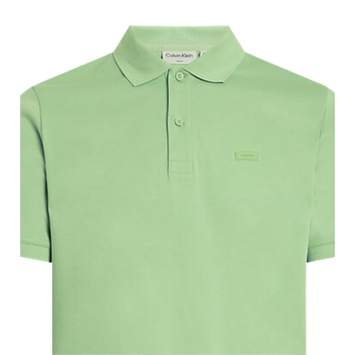 Calvin Klein Smooth Cotton Slim Fit Quiet Green Polo Shirt