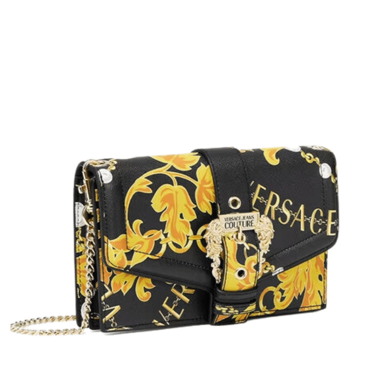 Versace Jeans Couture Black Baroque Chain Bag