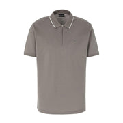 Emporio Armani Eagle Embroidered Logo Half Zip Greige Polo Shirt