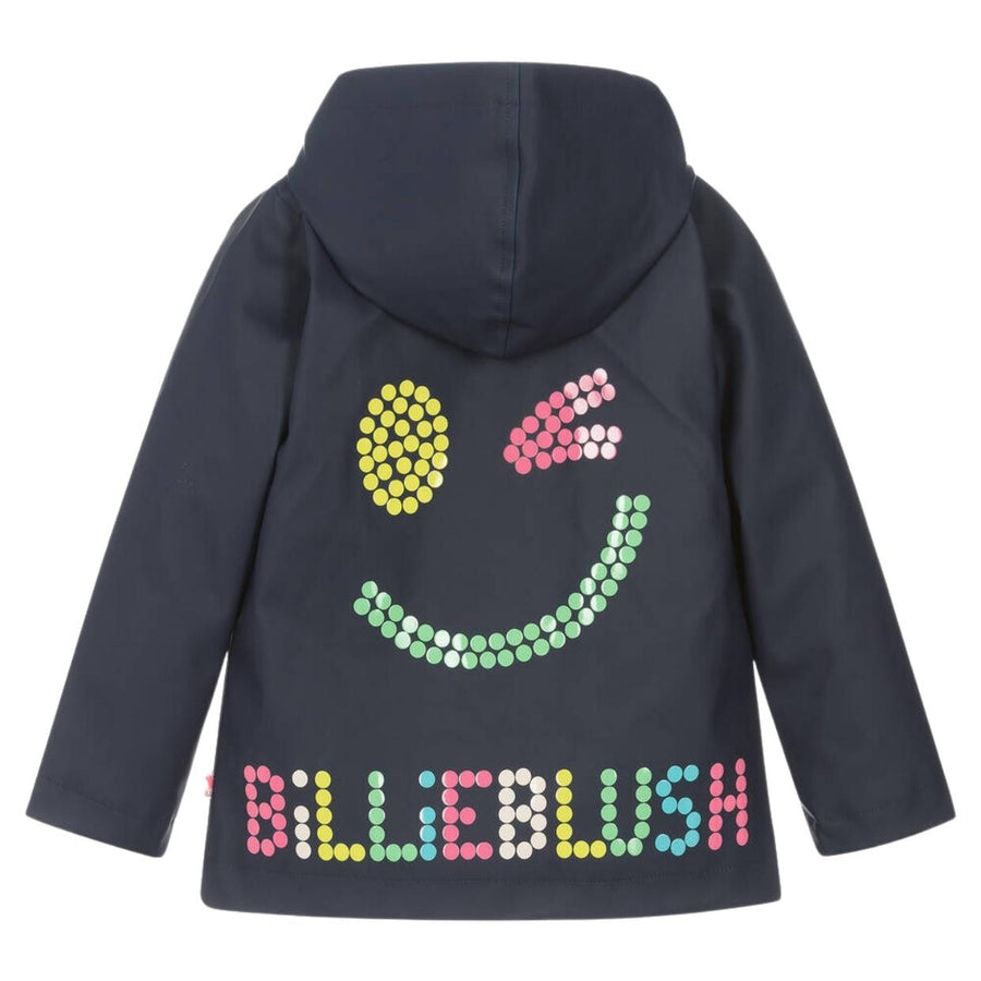 Billieblush Navy Matt Coated Hooded Raincoat