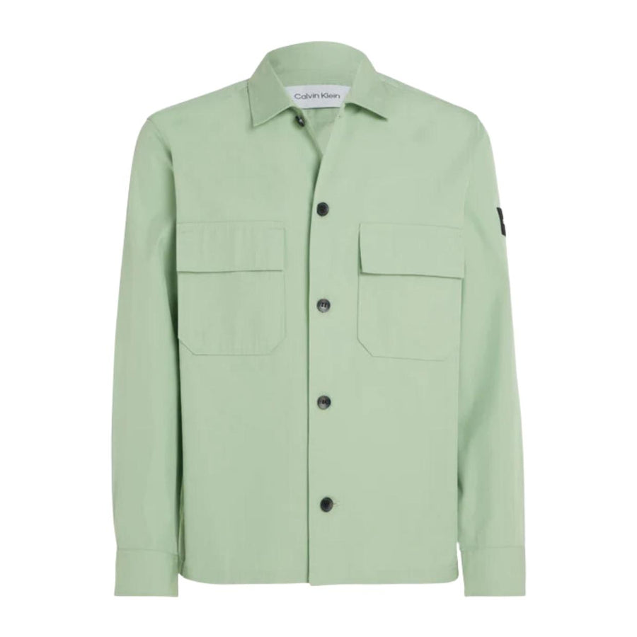 Calvin Klein Logo Badge Cotton Nylon Quiet Green Overshirt