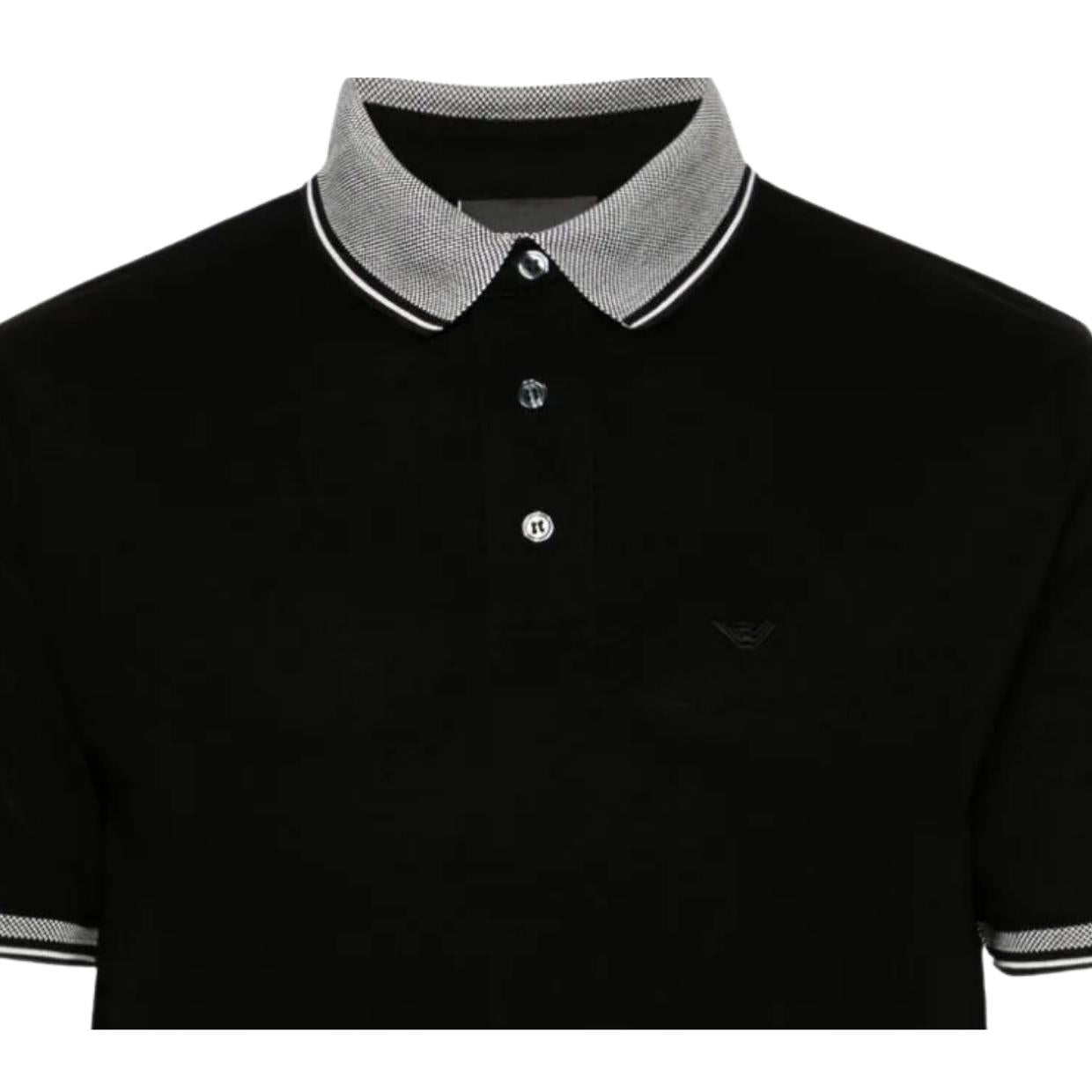 Emporio Armani Embroidered Logo Black Polo Shirt