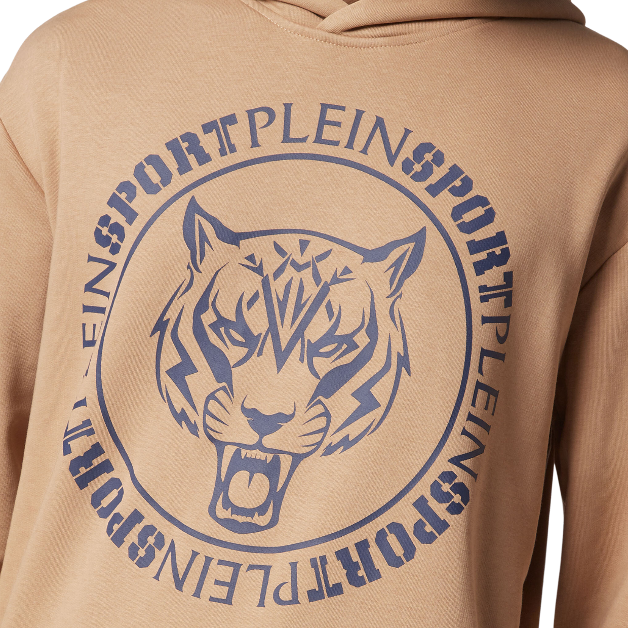 Plein Sport Beige Tiger Emblem Hoodie