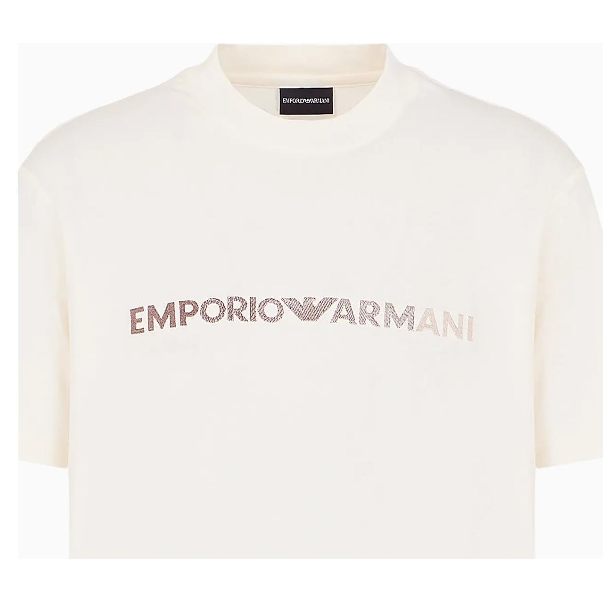 Emporio Armani Embroidery Logo Cream T-Shirt