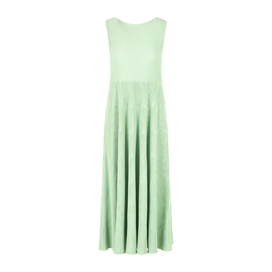 Emporio Armani Light Green Rib Flared Dress