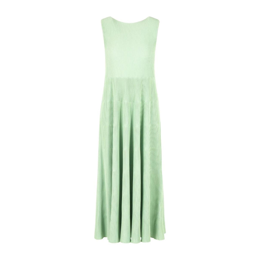 Emporio Armani Light Green Rib Flared Dress