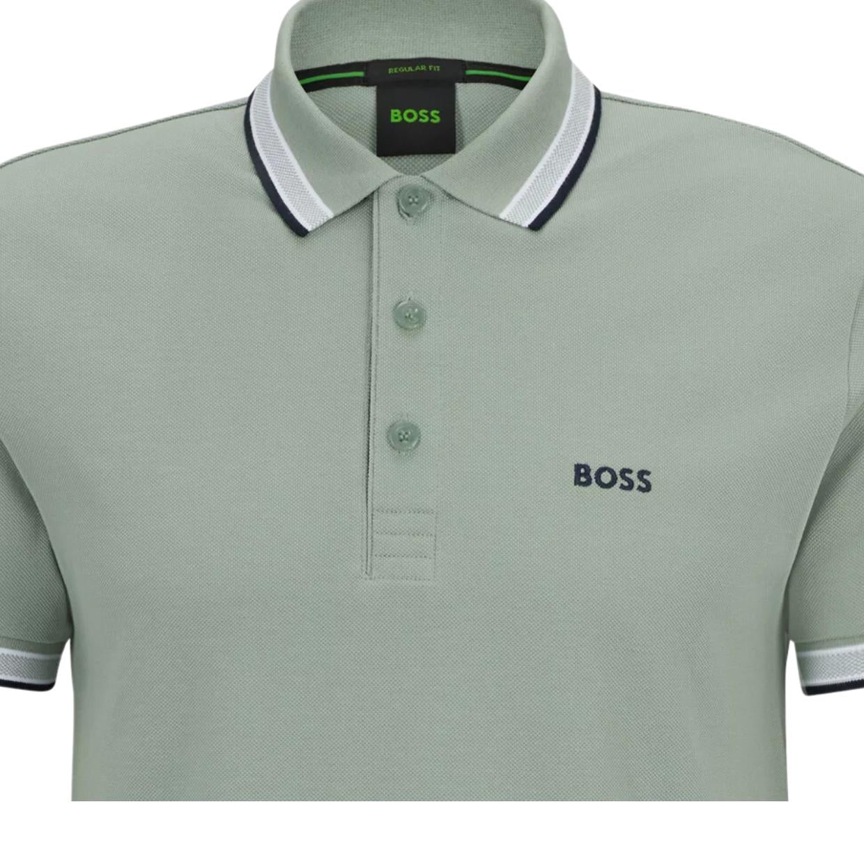BOSS Logo Green Paddy Polo Shirt