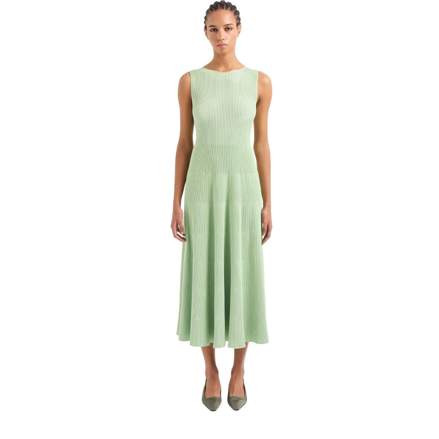 Emporio Armani Light Green Rib Flared Dress