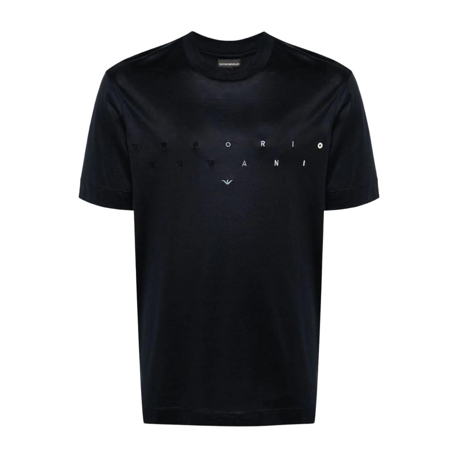 Emporio Armani Embroidered Logo Lettering Dark Navy T-Shirt