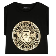 Balmain Kids Medallion Logo Black T-Shirt