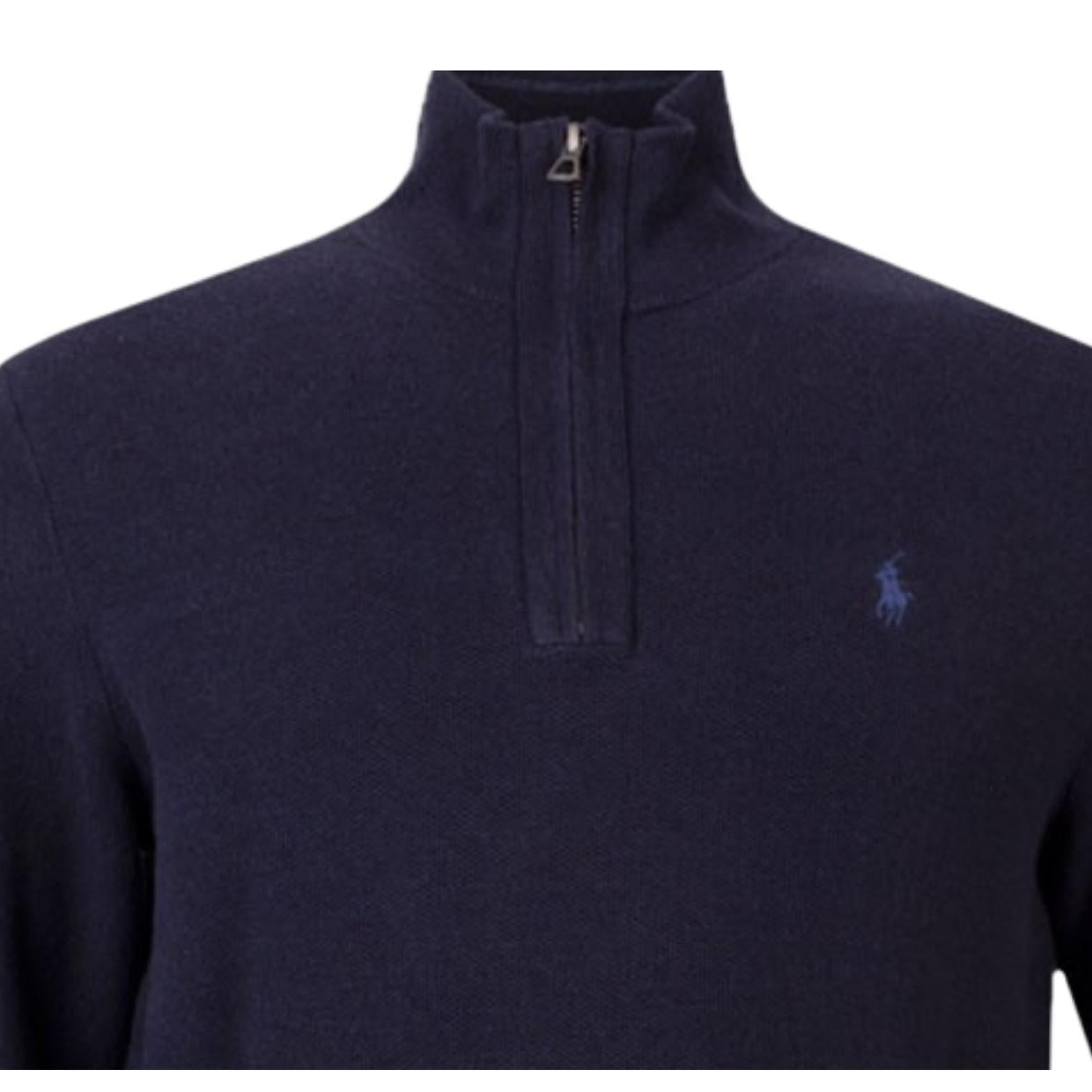 Ralph Lauren Embroidered Logo Navy Half Zip Sweatshirt