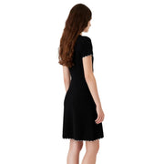 Emporio Armani Moss-Stitch Knit Black Flared Dress