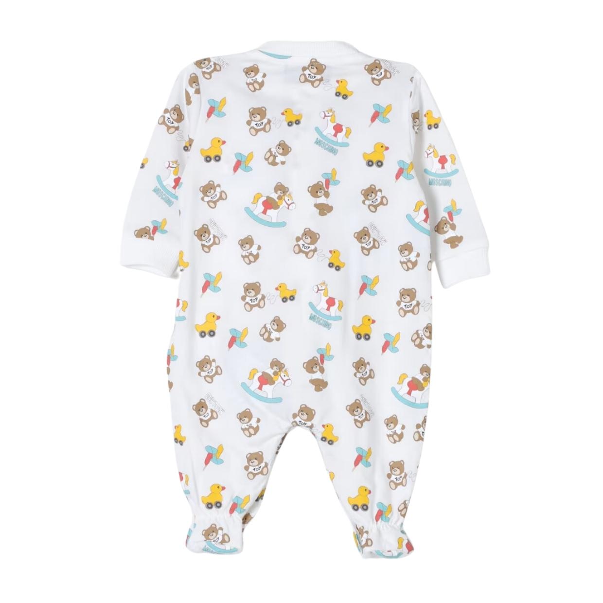 Moschino Baby All-Over Graphic Print White Babygrow