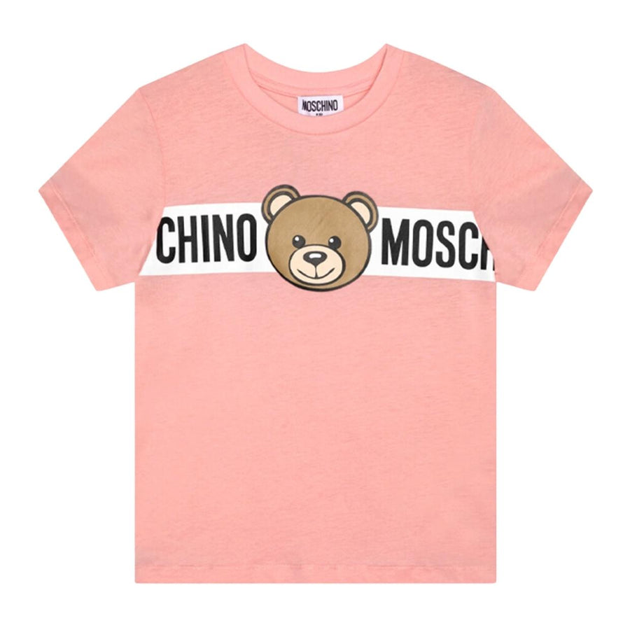 Moschino Kids Teddy Bear Print Logo Pink T-Shirt