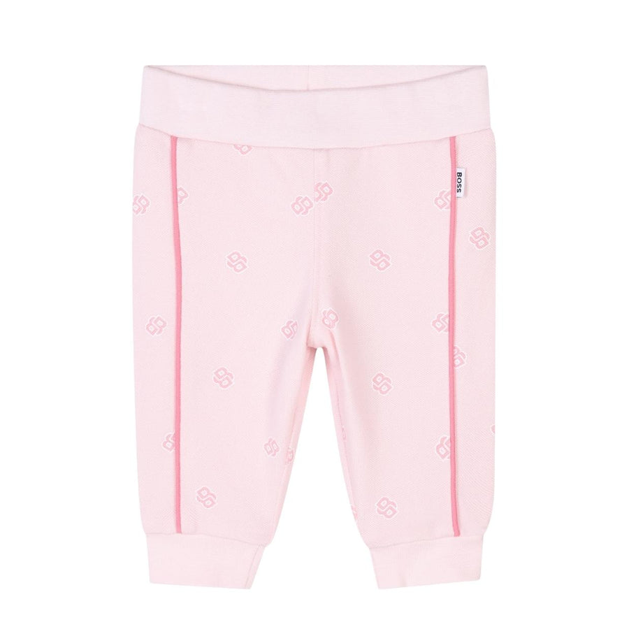 BOSS Baby Pink All-Over Double B Hooded Tracksuit Set