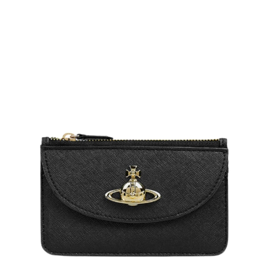 Vivienne Westwood Saffiano Half Moon Black Card Holder