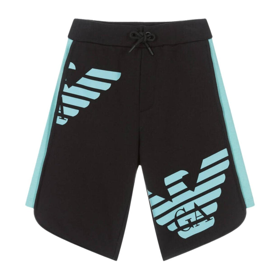 Emporio Armani Kids Eagle Logo Black Sweat Shorts