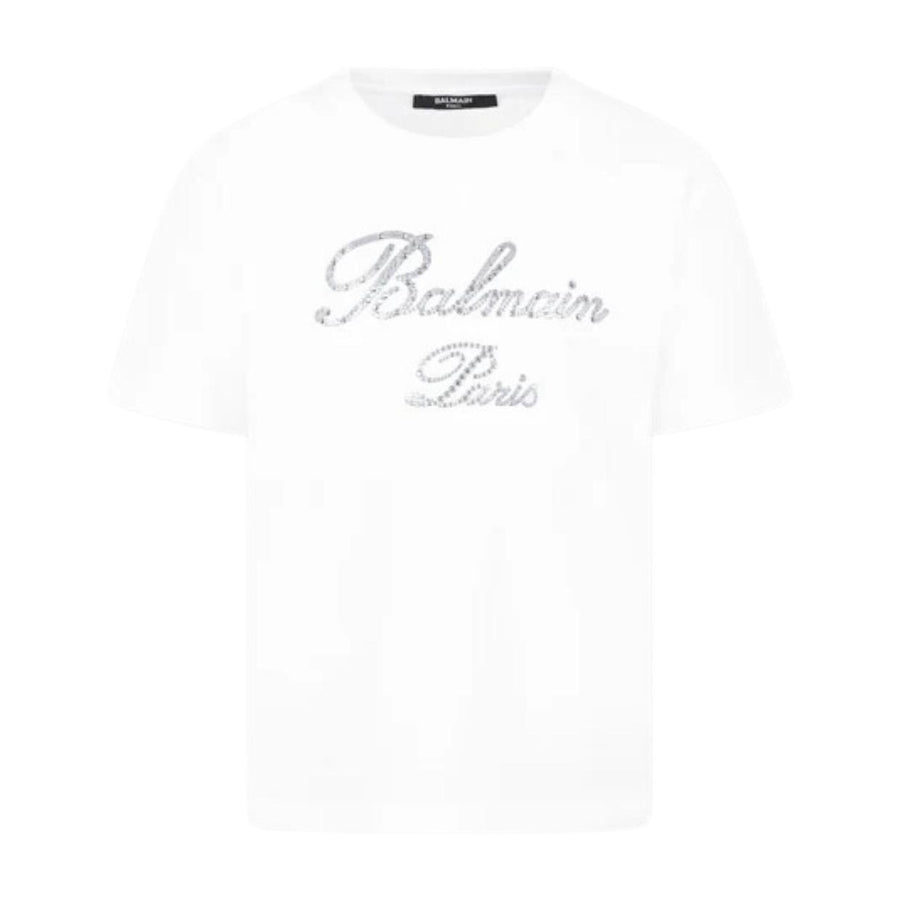 Balmain Kids Embellishment Logo White T-Shirt