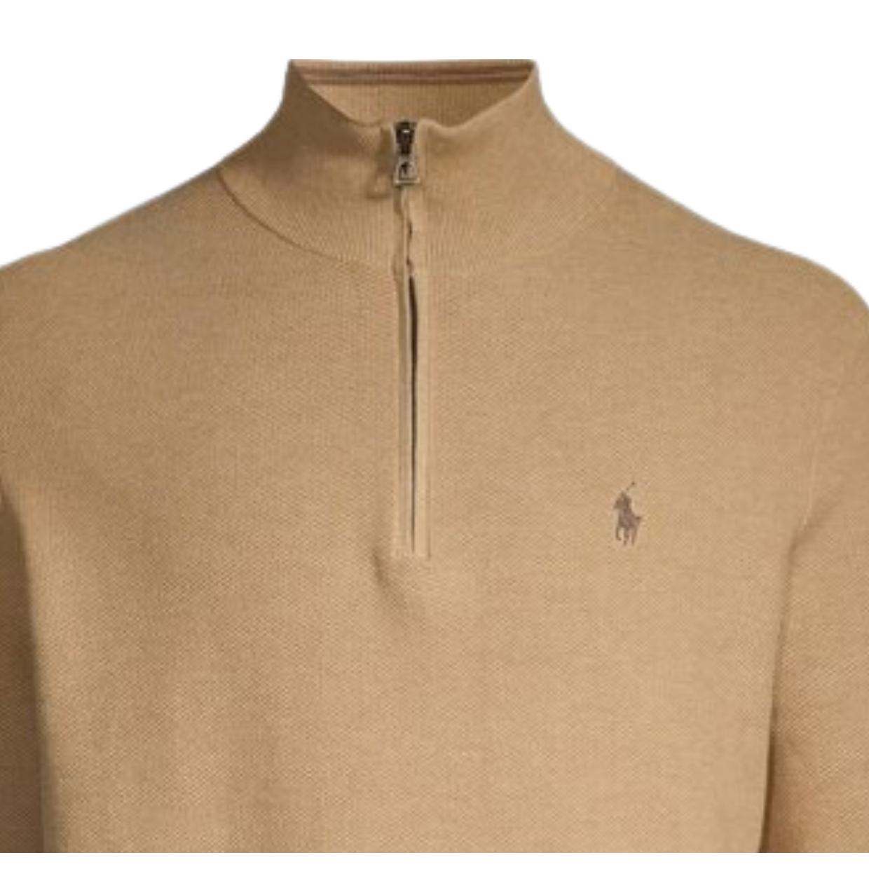 Polo Ralph Lauren Camel Brown Half Zip Sweater