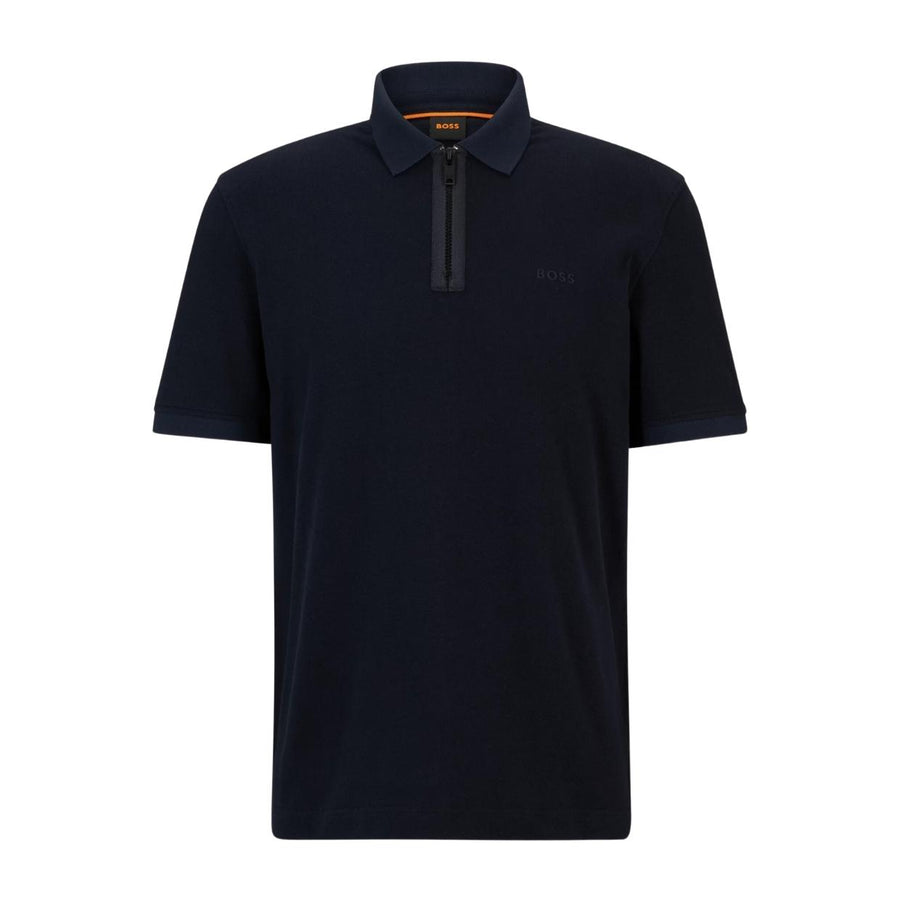 BOSS Pezip Logo Navy Polo Shirt