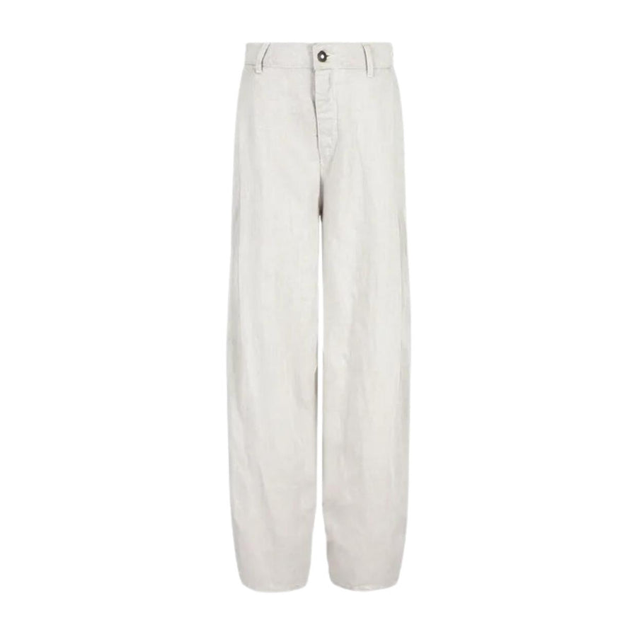 Emporio Armani J80 Off-White Denim-Effect Linen & Lyocell Blend Trousers