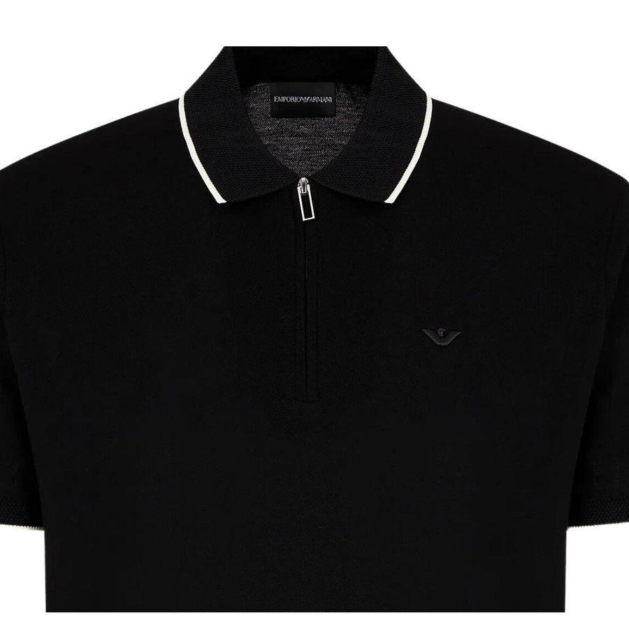 Emporio Armani Eagle Embroidered Logo Half Zip Polo Shirt