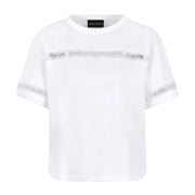 Emporio Armani Macramé Lace Logo Tape White T-Shirt