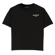 Balmain Kids Print Logo Black Short Sleeve T-Shirt