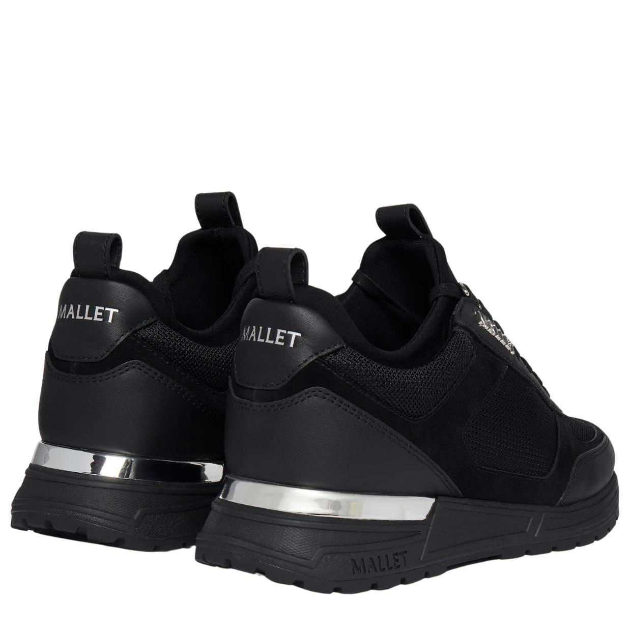 Mallet London Diver Lite Triple Black Sliver Trainers Retro Designer Wear