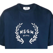 MSGM Logo Print Navy T-Shirt